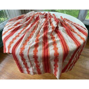 Vintage 70s pleated curtain, orange beige striped, woven panel, price for each